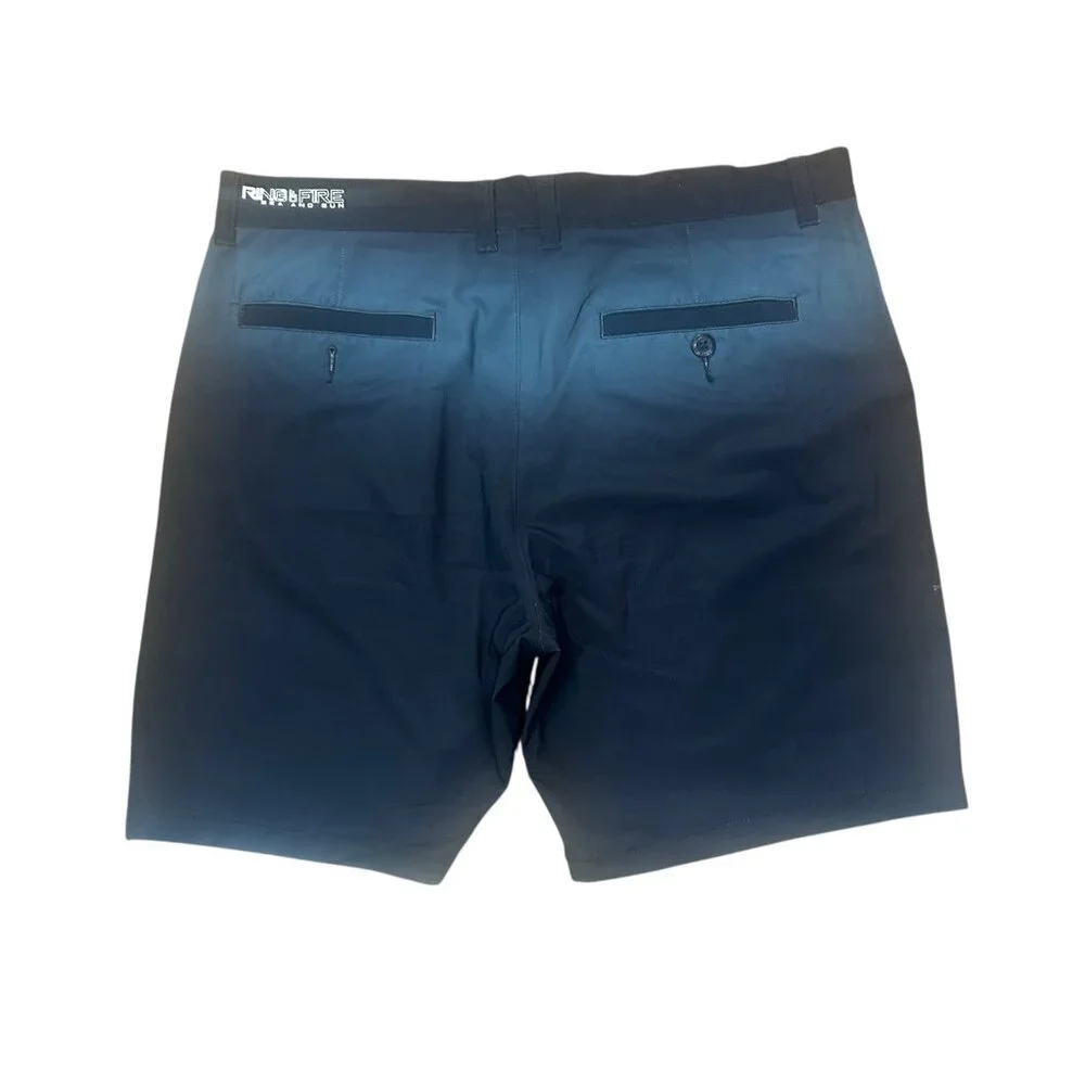 Ring of Fire Board Shorts Sea and Sun Ombre Teal Swim Trunks Size 36